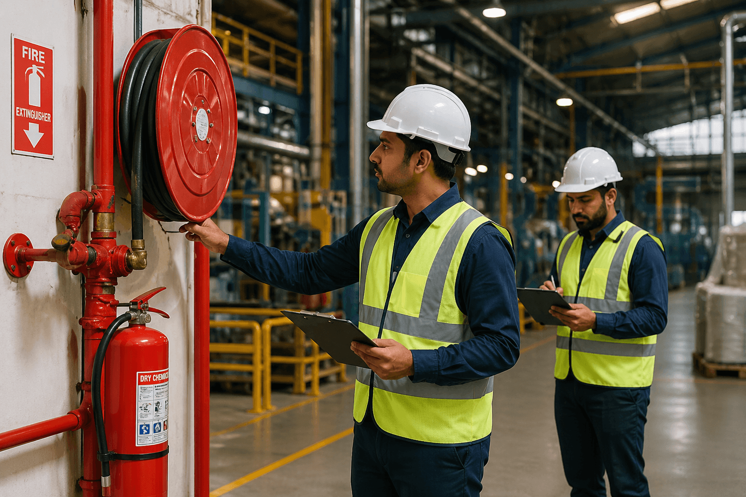 Fire safety inspection at an industrial facility